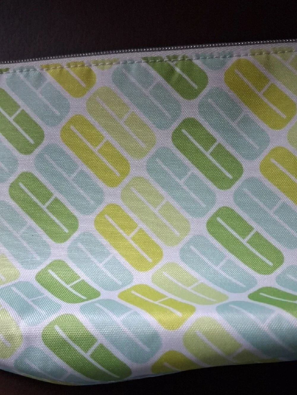 Clinique Zip Cosmetic Pouch in Mint Green and Yellow